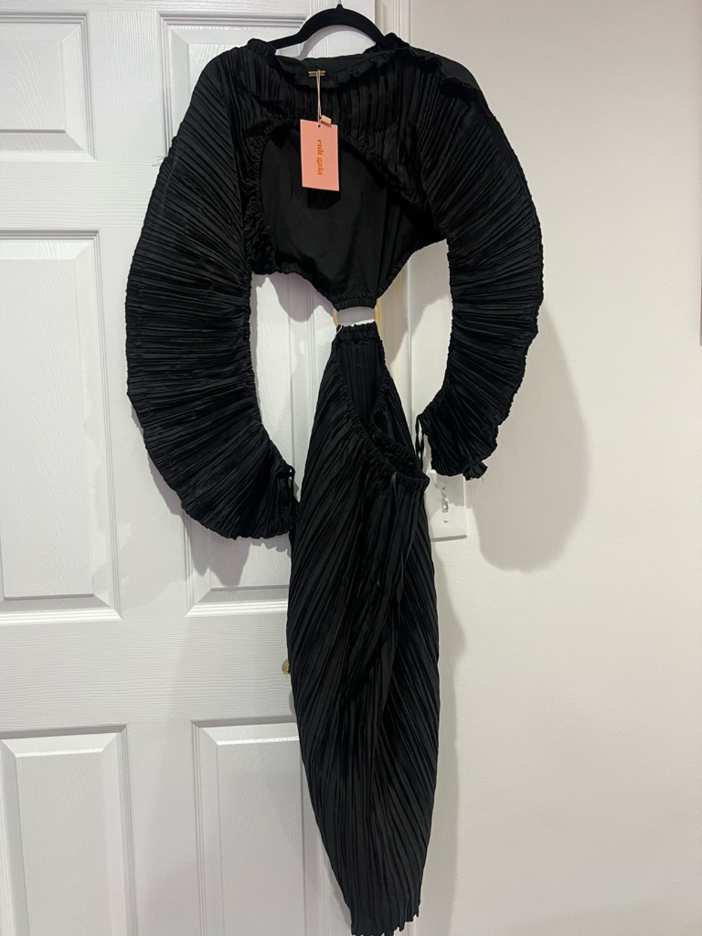 cult gaia Akilah Dress. Black Backless Pleated Cutout Dress - Picture 2 of 4
